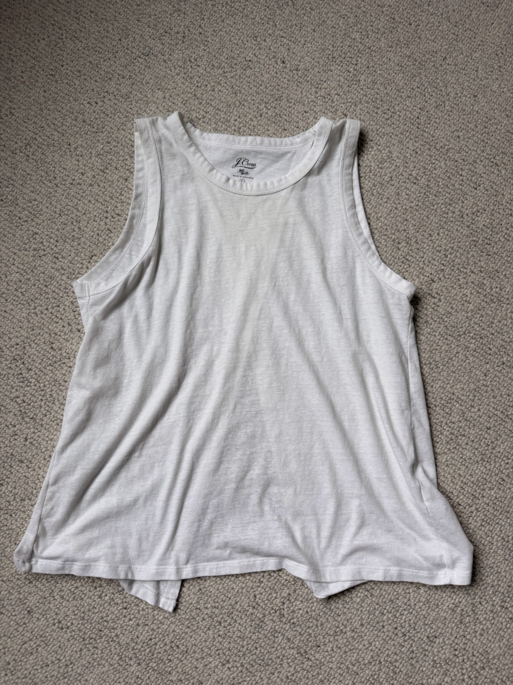 J. Crew White Open Back Tank Top